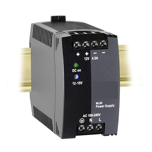 CAYUND Hutschienen-Netzteil for 1-phasiges ML60.122 DC-Ausgang 12-15 Vdc 4,5-3,6 A 54 W Eingang AC 100-240 V (-15%/+10%) DC 110 V - 300 V (-20%/+25%) von CAYUND