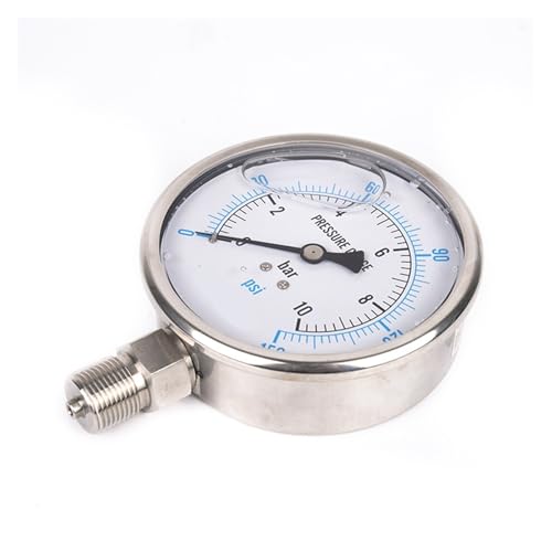 CAYUND Manometer YN100BF G1/2 100mm 304 Edelstahl Manometer(YN100BF 0-10bar) von CAYUND