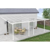 Angebaute Pergola/Carport 18m² Kleo 600L300 Aluminium Weiß von CAZEBOO