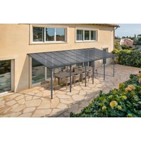 Angebaute Pergola/Carport 24m² KLEO 800L300 Aluminium Grau von CAZEBOO