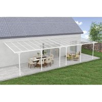 Angebaute Pergola/Carport 30m² Kleo 1000L300 Aluminium Weiß von CAZEBOO