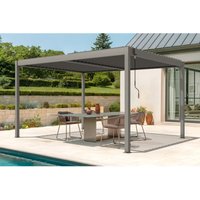 Pergola PIANA 4x3m selbsttragende bioklimatische aus taupefarbenem Aluminium - Schwenkbare Klingen von CAZEBOO