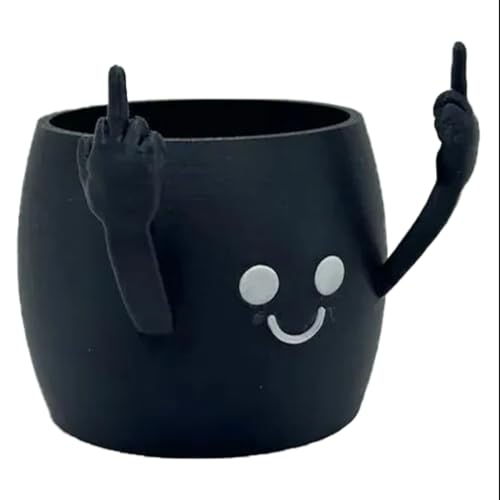 CAZSTYK Smiling Plant Pots with Middle Finger Up Cute Flower Pots for Succulents Plant Funny Expression Plant Pots for Plant von CAZSTYK