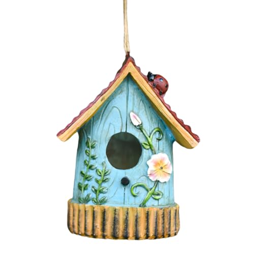 Kolibri-Nest für Wellensittiche, Käfig-Unterschlupf, Ständer, bemalte Verstecke, Outdoor-Spielzeug für Kolibri, Harz, Vogelhaus-Dekorationen von CAZSTYK