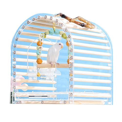 Papageien-Reisekäfig, transparent, aus Acryl, für Lovebirds Tragbares Nest mit Leiter und Tablett für Outdoor-Reisen, Vogel mit Griff Papageien-Reisekäfig, transparent, aus Acryl, für Lovebirds Tragbares Nest mit Leiter und Tablett für Outdoor-Reisen, Vogel mit Griff von CAZSTYK