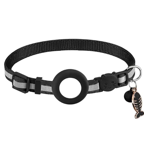 Reflektierendes Haustierhalsband mit wasserdichtem Tracker-Halter, verstellbar, Nylon, Katzenhalsband, Breakaway, Katzenhalsband, Halter, Breakaway, reflektierend von CAZSTYK