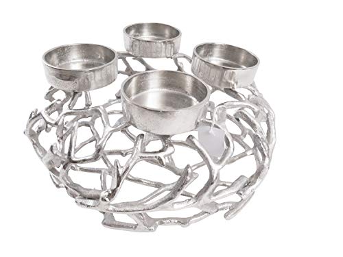 ADORIC CB Home Style Adventskranz Kerzenhalter Aluminium Silber Metall Durchmesser 35 cm Weihnachten von CB Home % Style