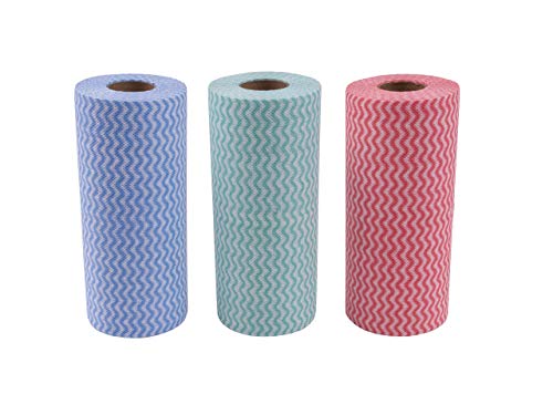 CB Home % Style Wischtücher auf Rolle im Mehrfachpack je 50 Tücher pro Rolle vorperforiert Wischtücher Einweg (3-Farben, 12) von CB Home & Style