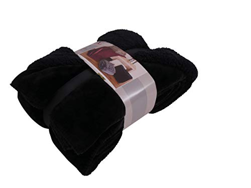 CB Home % Style Wohndecke Sherpa Fell Decke Lammflor 150 x 200 cm weich und warm Decke (Schwarz) von CB Home & Style