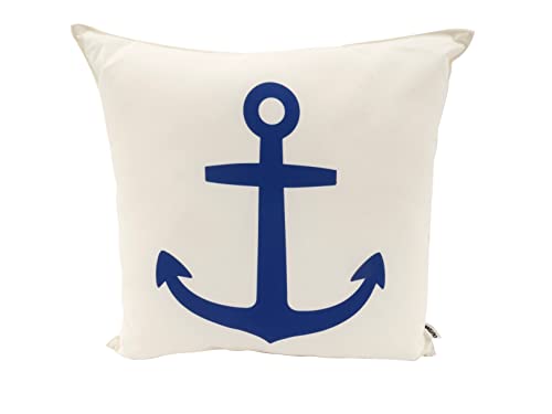 CB Home & Style Outdoor Garten Kissen Dekokissen Wasserabweisend Wasserfest 45 x 45 cm mit Füllung Maritim Anker Moin AHOI (Ankerblau) von CB Home & Style