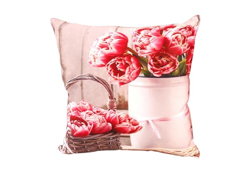 CB Home & Style Outdoor Garten Kissen Wasserabweisend Wasserfest 45 x 45 cm mit Füllung (Des1Tulpen) von CB Home & Style