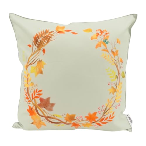 CB Home & Style Outdoor Garten Kissen Herbstkissen Herbstdeko Outdoorkissen Wasserabweisend 45x45cm mit Füllung (Herbstkranz) von CB Home & Style