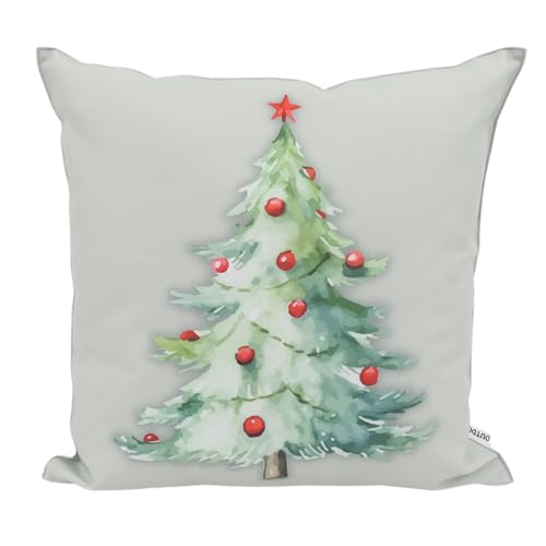 CB Home & Style Outdoor Garten Kissen Wasserabweisend 45 x 45 cm Weihnachten Winter (Tannenbaum gedruckt) von CB Home & Style