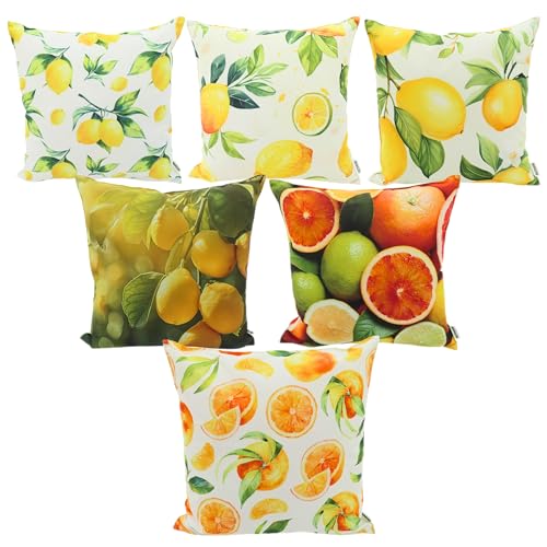 CB Home & Style Outdoorkissen Gartenkissen Wasserabweisend Wasserfest 45 x 45 cm mit Füllung Zitrone Orange (Zitrone2) von CB Home & Style