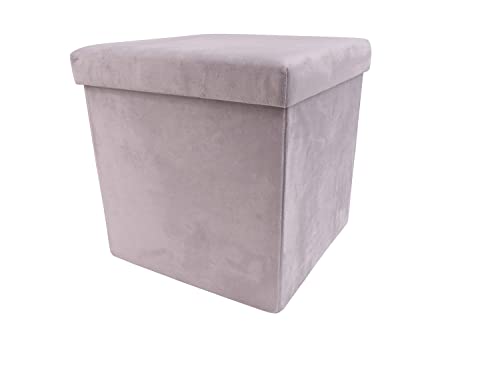 CB Home & Style Sitzwürfel Sitzhocker Stauraum Hocker Faltbar Aufbewahrung (40 x 40 x 40 cm, Samtsilber) von CB Home & Style