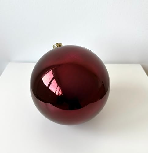 CB Home & Style Weihnachtskugel bruchfest Plastik Kunststoff Christbaumkugel Baumkugel glänzend groß XXL (Ochsenblut, 20cm) von CB Home & Style