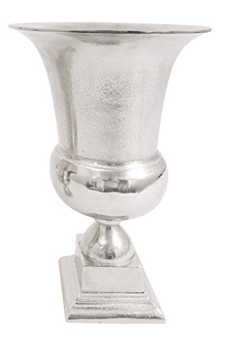 Deko Vase Pokal Aluminium Blumenvase Silber Raw-Optik (30 x 14,5 x 43,5 cm) von CB Home & Style