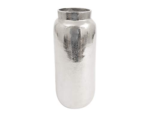 Deko Vase aus Aluminium in Raw-Optik Blumenvase Silber (15,5 x 10,5 x 35,5 cm) von CB Home & Style