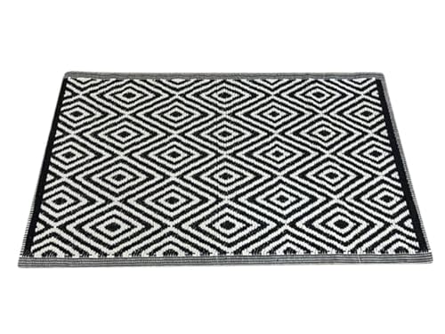 CB Home & Style Outdoor Teppich Raute Indoor Camping Terasse Balkon (120 x 180 cm, Schwarz) von CB Home & Style