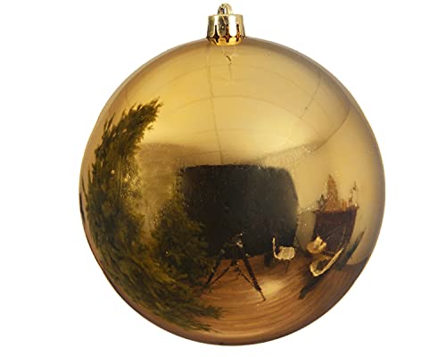 Weihnachtskugel bruchfest Plastik Kunststoff Christbaumkugel Baumkugel glänzend groß XXL (Hellgold, 14 cm) von CB Home & Style
