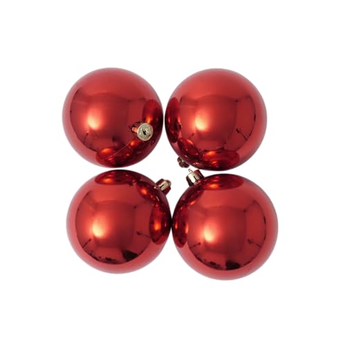 Weihnachtskugel bruchfest Plastik Kunststoff Christbaumkugel Baumkugel glänzend groß XXL (Weihnachtsrot, 10cm - 4er Pack) von CB Home & Style