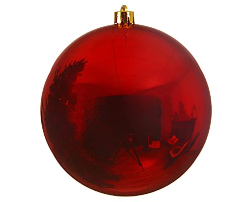 Weihnachtskugel bruchfest Plastik Kunststoff Christbaumkugel Baumkugel glänzend groß XXL (Weihnachtsrot, 25 cm) von CB Home & Style
