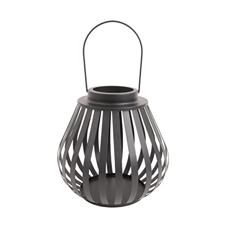 Windlicht Kerzenständer mit Henkel schwarz Metall Kerzenleuchter Kerzenhalter (29,5 x 27,5 cm) von CB Home & Style