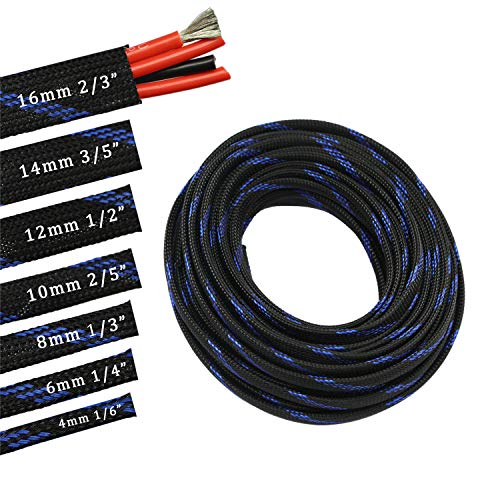 Flexibler Kabelschlauch aus PET, erweiterbar, 9 m, 2/5 Zoll, Stahlblau und Schwarz von CBAZY