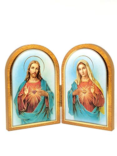 CBC Klappschild, Motiv Heiliges Herz Jesu und Maria, mit goldfarbenen Akzenten von CBC