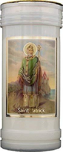 St.Patrick Kerze 72 Brennzeit Brustplatte Gebet Katholisch 15cm Weiß von CBC