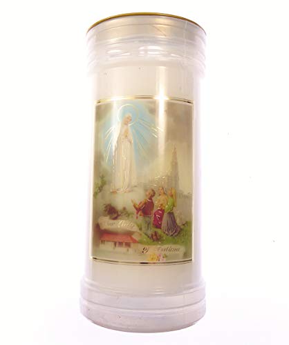 Unser Lady of Fatima Stumpenkerze 72 Stunde Burn Novena Gebet katholisch 14cm weiß von CBC