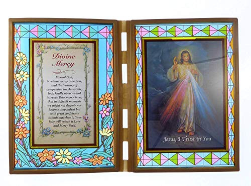 gebeizt Glas Doppel-Bilderrahmen, mit Gebet und der göttlichen Barmherzigkeit Jesus Bild 18cm gebeizt Glas Doppel-Bilderrahmen, mit Gebet und der göttlichen Barmherzigkeit Jesus Bild 18cm von CBC