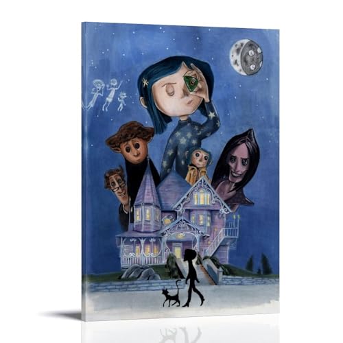 CBEJFGTX Coraline Anime Role Group Picture Wandkunst Bilddruck Moderne Familienzimmer Dekor 16x24inch(40x60cm) von CBEJFGTX