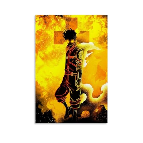 CBEJFGTX Fire Force Shinra Poster Dekorative Malerei Leinwand Wandkunst Wohnzimmer Poster Schlafzimmer Malerei 12x18inch(30x45cm) von CBEJFGTX
