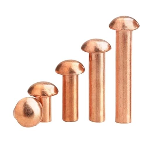 CBFGGOEUDFBS 100/2 Stück Halbrundkopfkappe Kupfernieten M3 M4 M5 M6 M8 Rundkopfkappe Kupfer Vollniet Flachkopf Handklopfniet (Size : M6 (5Pieces), Color : 10mm) von CBFGGOEUDFBS