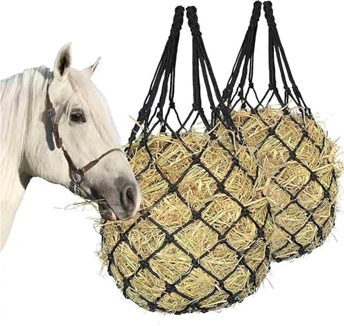 Heu-Futtertasche for Pferde, Netz for langsames Füttern von Pferden, Reise-Stalltasche, Heu-Eimer for Pferde, for Füttern und Verwalten von Haustierpferden, zur Reduzierung von Abfall(Black) von CBFGGOEUDFBS