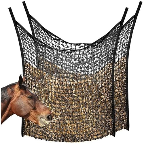 Heu-Futtertasche for Pferde, Netz for langsames Füttern von Pferden, Reise-Stalltasche, Heu-Eimer for Pferde, for Füttern und Verwalten von Haustierpferden, zur Reduzierung von Abfall(Black) von CBFGGOEUDFBS