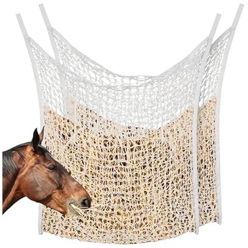Heu-Futtertasche for Pferde, Netz for langsames Füttern von Pferden, Reise-Stalltasche, Heu-Eimer for Pferde, for Füttern und Verwalten von Haustierpferden, zur Reduzierung von Abfall(White) von CBFGGOEUDFBS