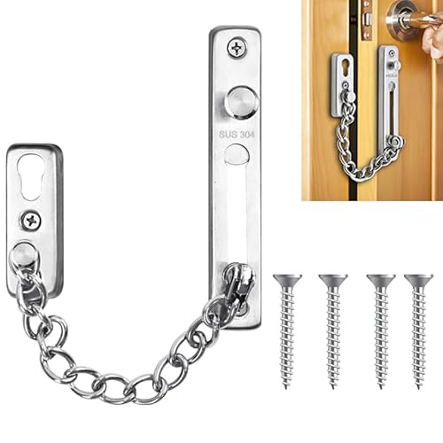 Türkette Wohnungstür,Tür Sicherheitsriegel,Sicherheitskette für Türen,Türkette Haustür,Türkette Abschließbar,Tür Sicherheitskette,Türkette Beidseitig Bedienbar,304 Edelstahl (Silber) von CBHTMY