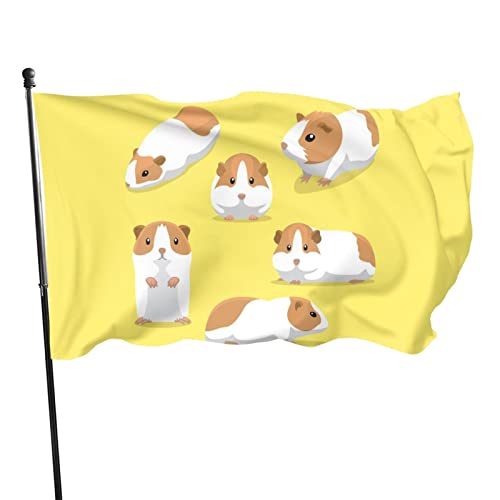 CBIUICLTD Cartoon Meerschweinchen-Flagge, 90 x 150 cm, leichte Outdoor-Gartendekoration, Veranda-Flagge, Polyester, lichtbeständig, Banner mit Messingösen von CBIUICLTD