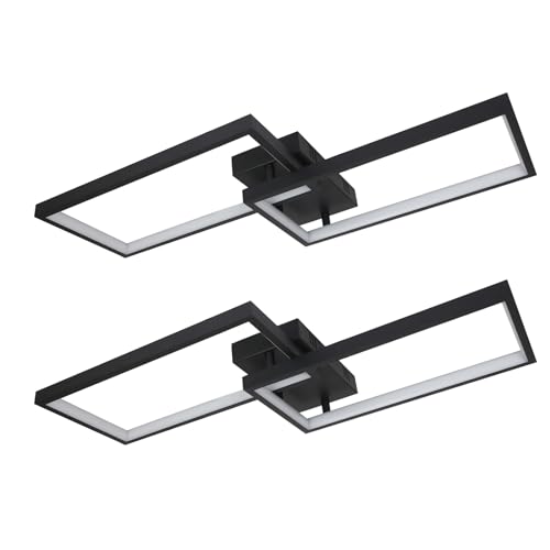 CBJKTX 2ER Deckenlampe LED Deckenleuchte Dimmbar mit Fernbedienung 40W Schwarz Wohnzimmerlampe aus Metall Modern Design Schlafzimmerlampe Küchenlampe für Wohnzimmer Schlafzimmer Esszimmer von CBJKTX