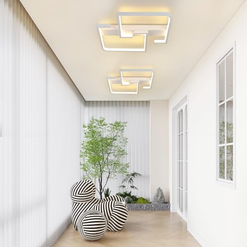 CBJKTX 2ER Deckenlampe LED Deckenleuchte Modern Klein Flurlampe 19W 30CM Küchenlampe Weiße Schlafzimmerlampe Warmweiß 3000K Geometrie Design für Innen Flur Schlafzimmer Küche Wohnzimmer Studio von CBJKTX