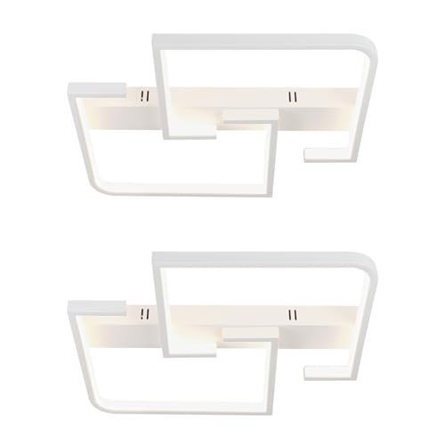 CBJKTX 2ER Deckenlampe LED Deckenleuchte Wohnzimmer Dimmbar mit Fernbedienung 45W 60CM Weiß Wohnzimmerlampe aus Metall Modern Design Schlafzimmerlampe für Schlafzimmer Esszimmer Küchen Arbeitszimmer von CBJKTX