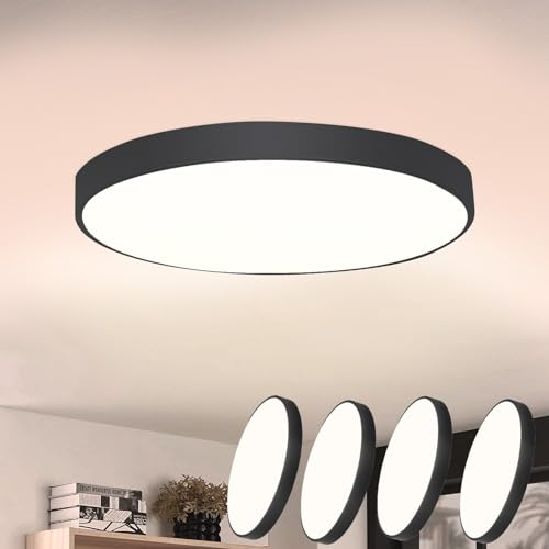 CBJKTX 4ER LED Deckenleuchte Schwarz Deckenlampe - 17W Badezimmerlampe Flach IP44 Wasserdicht Rund Modern Flurlampe für Küche Wohnzimmer Bad Schlafzimmer Flur Balkon Büro Eingang Keller CBJKTX 4ER LED Deckenleuchte Schwarz Deckenlampe - 17W Badezimmerlampe Flach IP44 Wasserdicht Rund Modern Flurlampe für Küche Wohnzimmer Bad Schlafzimmer Flur Balkon Büro Eingang Keller von CBJKTX