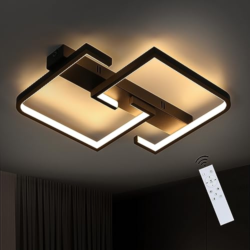 CBJKTX Deckenlampe LED 35W Schwarze Wohnzimmerlampe dimmbar mit Fernbedienung Modern Design Schlafzimmerlampe Esstischlampe Bürolampe Flurlampe von CBJKTX