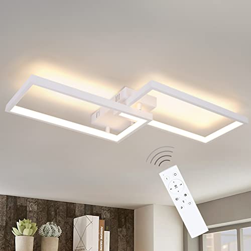 CBJKTX Deckenlampe LED Deckenleuchte Dimmbar mit Fernbedienung 40W Schlafzimmer Weiß Wohnzimmerlampe aus Metall Modern Design Schlafzimmerlampe von CBJKTX