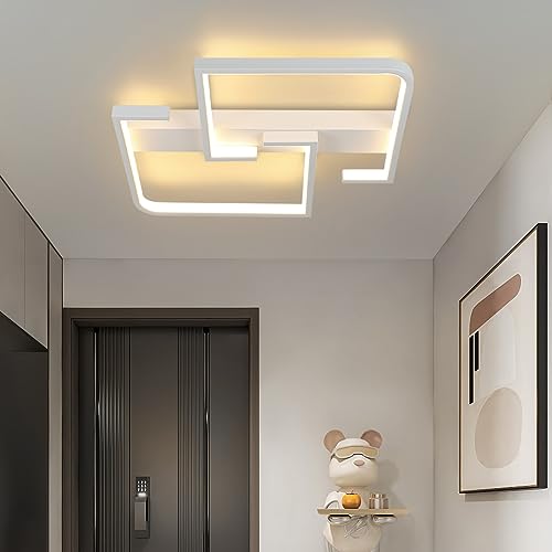 CBJKTX Deckenlampe LED Deckenleuchte Modern Klein Flurlampe 19W 30CM Küchenlampe Weiße Schlafzimmerlampe Warmweiß 3000K Geometrie Design für Innen Flur Schlafzimmer Küche Wohnzimmer Studio von CBJKTX