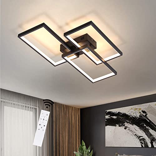 CBJKTX Deckenlampe LED Deckenleuchte dimmbar mit Fernbedienung 63W Schwarze Wohnzimmerlampe aus Metall Modern-Design für Schlafzimmer Esszimmer Wohnzimmer Arbeitszimmer Flur Büro von CBJKTX