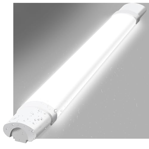 CBJKTX Deckenleuchte LED Feuchtraumleuchte 90CM - Lang Werkstattlampe IP65 Wasserfest Feuchtraumlampe 24W Kellerlampe 5000K Wannenleuchte Kellerleuchte für Bad Büro Küche Keller Werkstatt Garage von CBJKTX