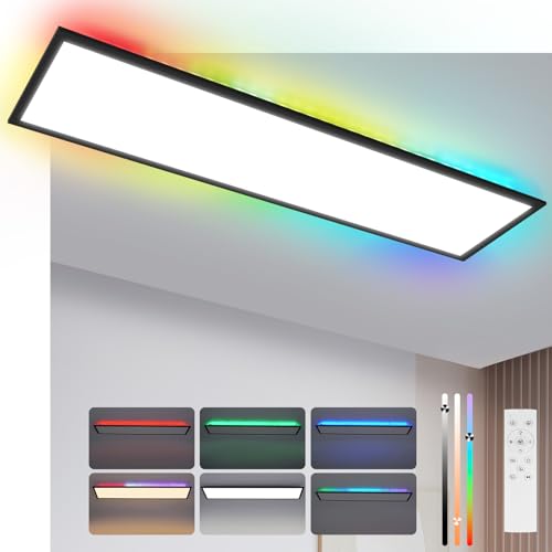 CBJKTX LED Panel 100x25 Dimmbar - Deckenpanel RGB Backlight Farbwechsel Büro Lang Deckenleuchte Flach mit Fernbedienung Groß Bürolampe 24W Schwarz Rechteckig Deckenlampe für Spielzimmer Wohnzimmer CBJKTX LED Panel 100x25 Dimmbar - Deckenpanel RGB Backlight Farbwechsel Büro Lang Deckenleuchte Flach mit Fernbedienung Groß Bürolampe 24W Schwarz Rechteckig Deckenlampe für Spielzimmer Wohnzimmer von CBJKTX